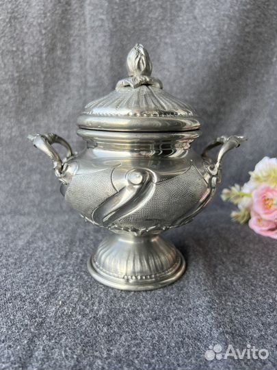 Сахарница винтажная оловянная