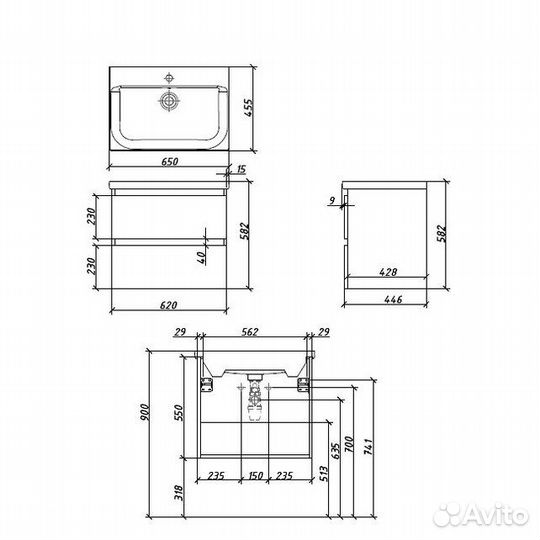 Тумба под раковину caprigo Forte 65 белый 36110-SF027
