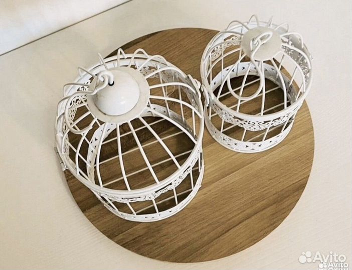 Декоративная клетка круглая белая металл