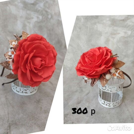 Ободки с ушками, ободки с цветами из фоамирана