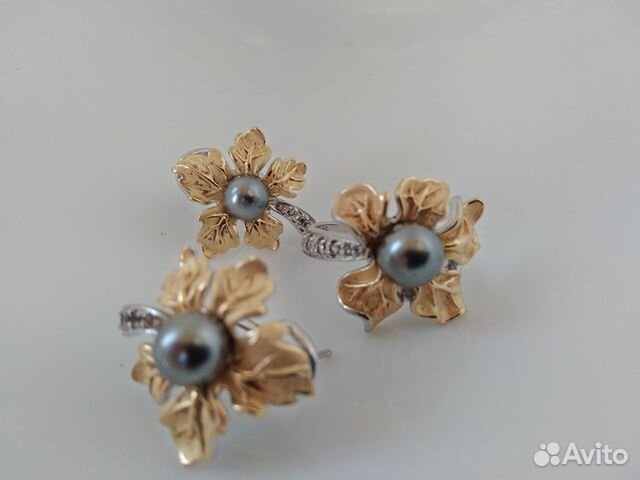 Серебряные серьги и кольцо