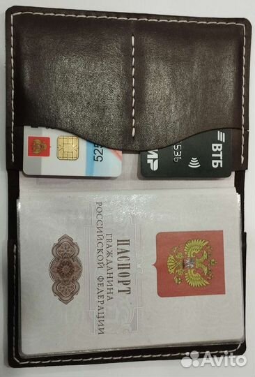 Обложка на документы, паспорт, из натуральной кожи