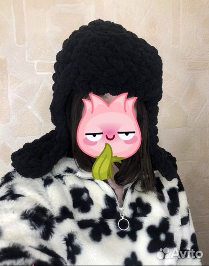 Шапка ушанка из Ализе пуффи