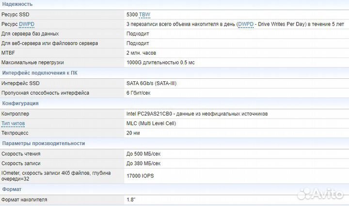 Жесткий диск SSD Intel S3610 800GB (ssdsc1BG800G4)