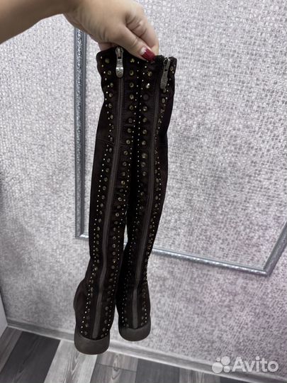 Сапоги замшевые