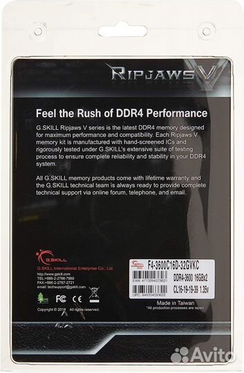 G.Skill ripjaws V 2x16гб 3600cl16
