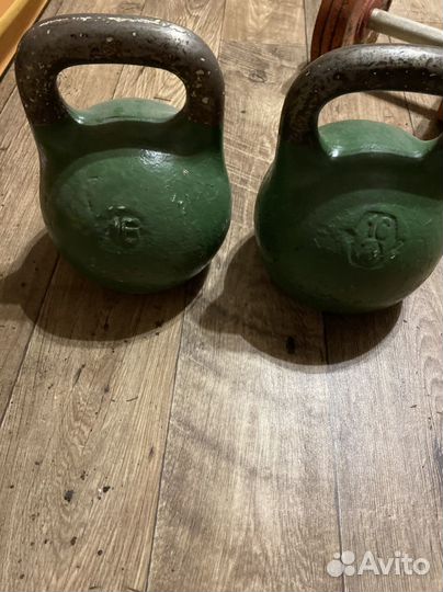 Гантели, гриф с блинами, гири парно 16, 24,32