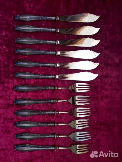 Столовый набор ножи вилки серебро 800'