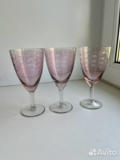 Фужеры бокалы марганцевое стекло СССР