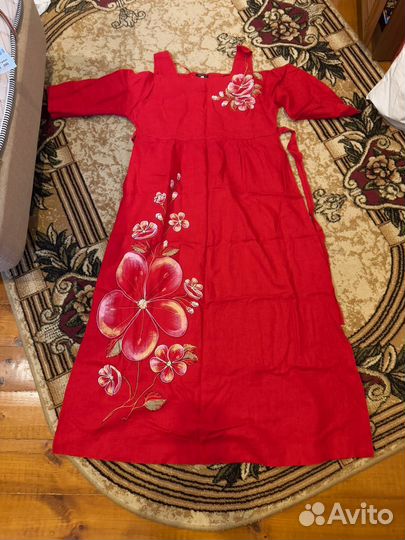 Платье 100% лен. Ручная работа