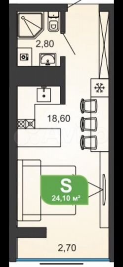 Квартира-студия, 24,1 м², 6/23 эт.