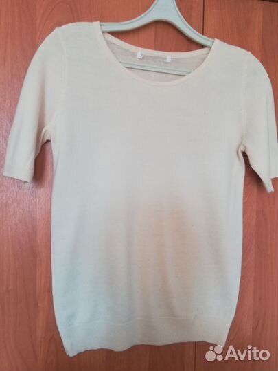 Джемпер uniqlo, молочного цвета, шерсть мериноса