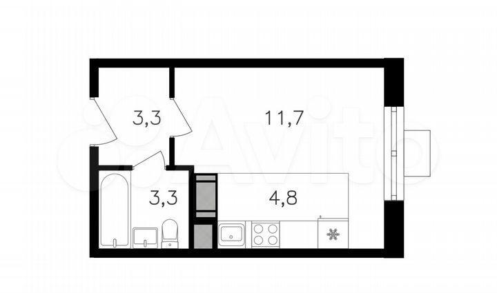 Квартира-студия, 23,1 м², 24/27 эт.