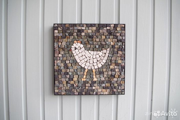 Мозаика из натурального камня. Курица. 20 х 20 см