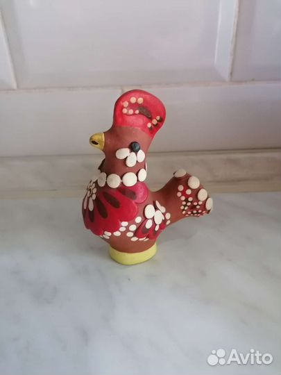 Петушок свистулька глиняный