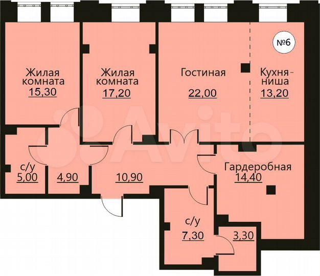 3-к. квартира, 113,5 м², 3/5 эт.