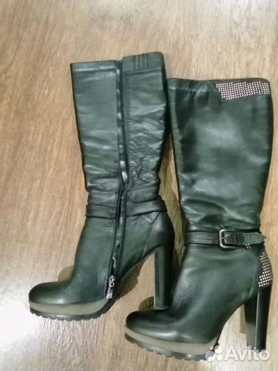 Идеальные кожные сапоги на платформе 38