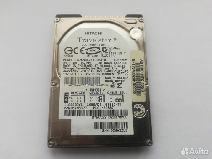 Жесткий диск Hitachi IC25N040atcs04-0