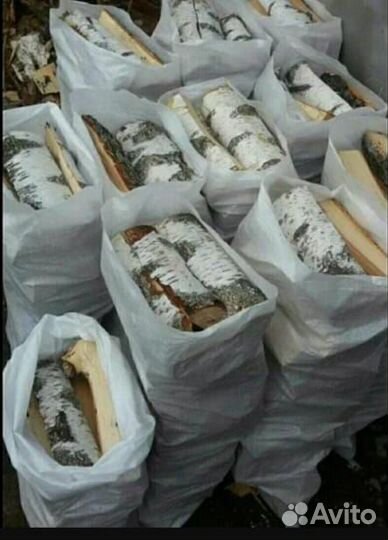 Дрова березовые, навалом, в мешках