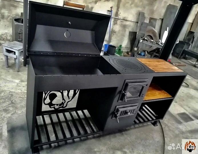 Мангал с печью и барбекю 4в1