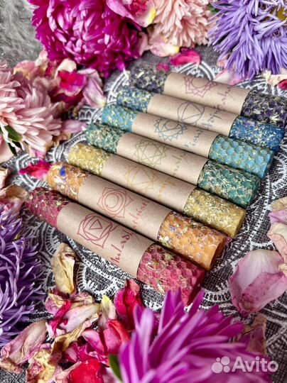 Набор чакральных свечей из вощины и трав