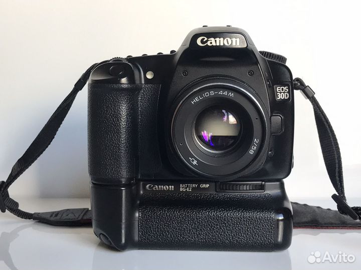 Canon 30d + battery grip + helios-44m + адаптер