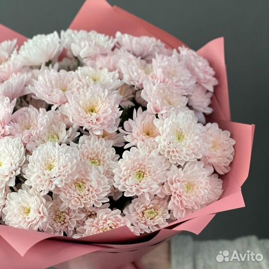 Охапка нежности - пышный букет из хризантемы