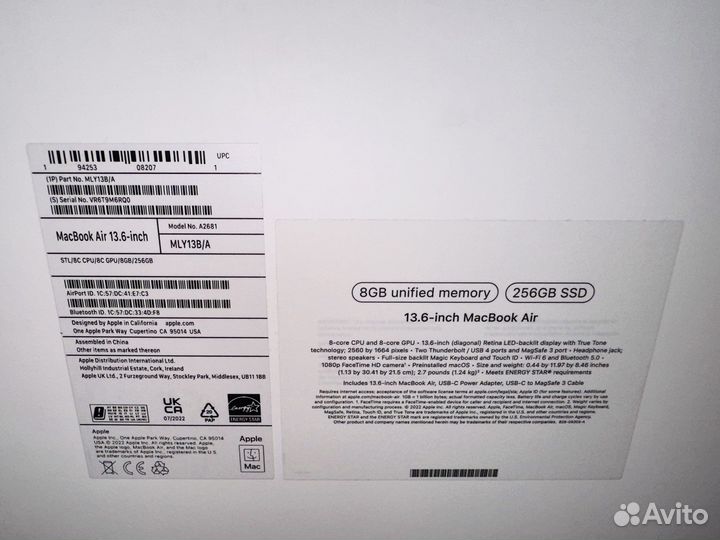 Apple macbook air 13 2022 m2 256