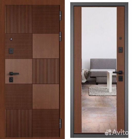 Дверь входная металлическая с зеркалом