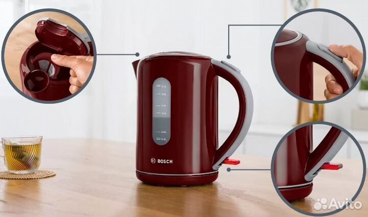 Чайник Bosch TWK7 1.7 л бордо