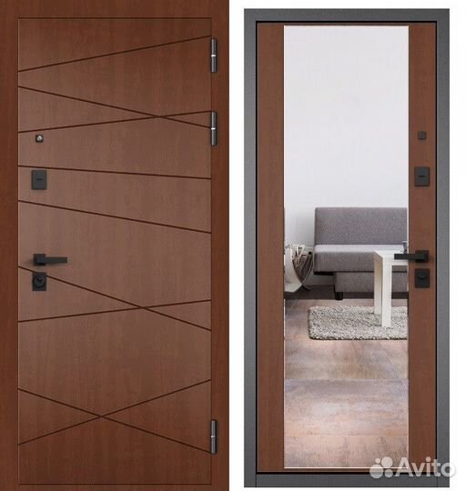 Дверь входная металлическая с зеркалом