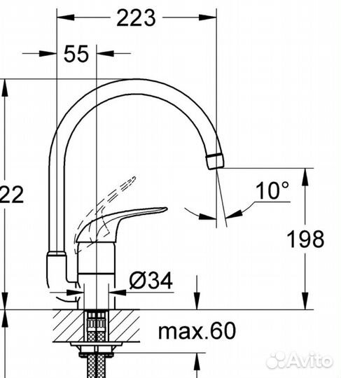 Кухонный смеситель Grohe EuroEco new