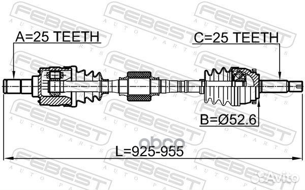 Привод передний правый 25X927X25 1214solrh Febest