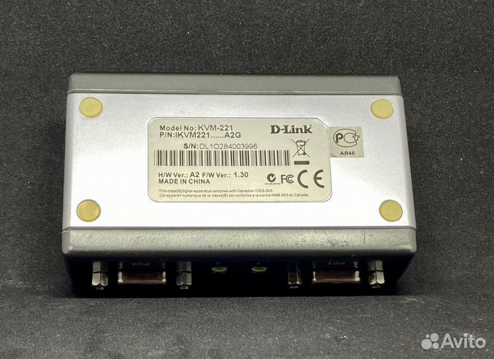 Коммутатор D-Link KVM-221 на 2 компа - один место