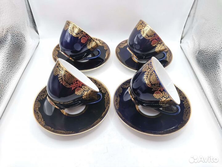 Чайные пары Кобальт лфз Позолота СССР