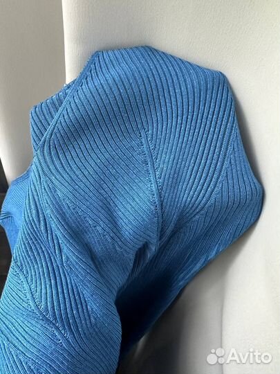 Вязаное платье синее