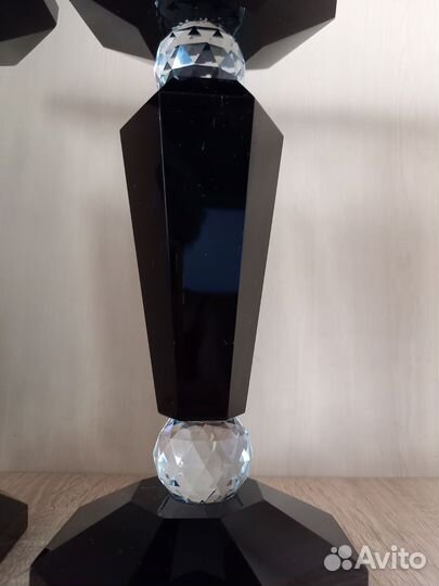 Подсвечники из цветного стекла и хрусталя (парой)