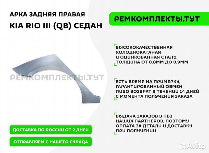 Арка задняя правая Kia Rio 3 QB седан