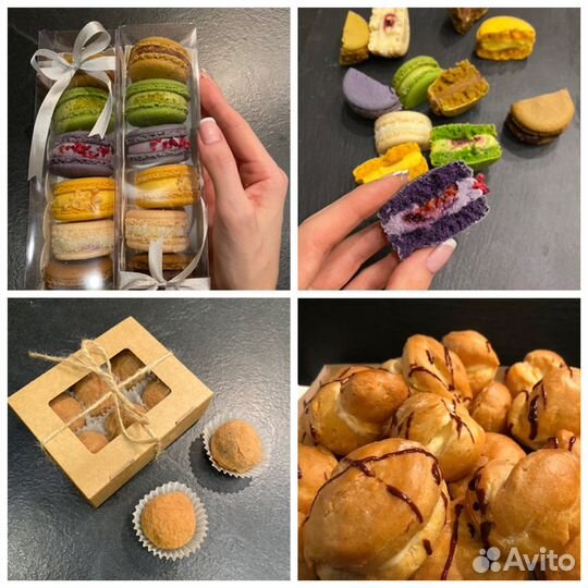 Торт, эклеры, макарон