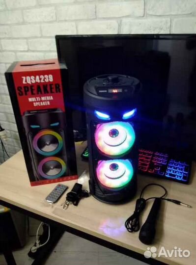 Колонка большая беспроводная ZQS 4239, с микрофоно