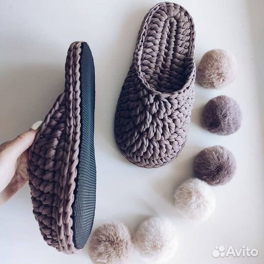 Домашние тапочки вязаные