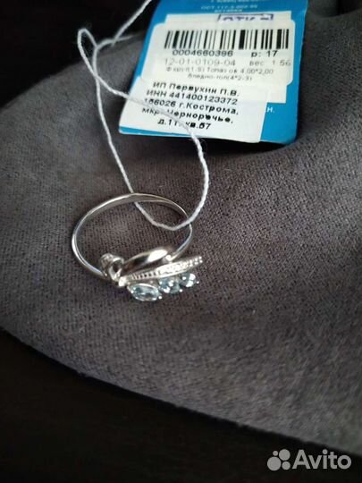 Серьги кольцо серебро с топазами