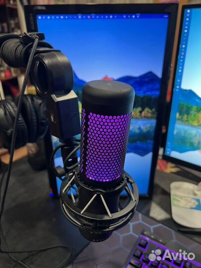 Микрофон HyperX quadcast s черный со стойкой