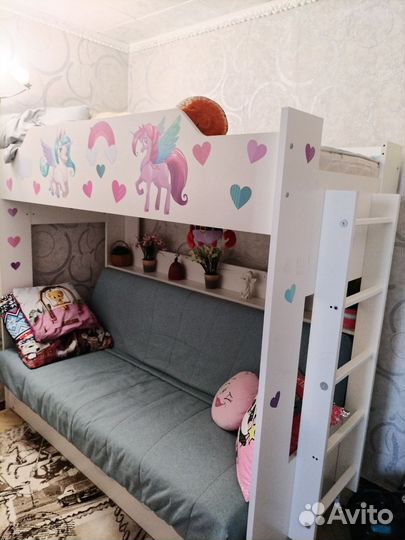 Двухъярусная кровать с диваном бу