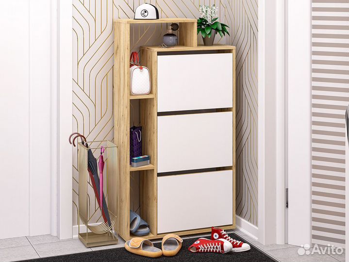 Обувница об-7 Крафт золотой/Белый