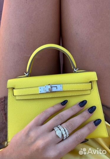 Сумка женская Hermes Mini Kelly Bag Lime Chevre Le