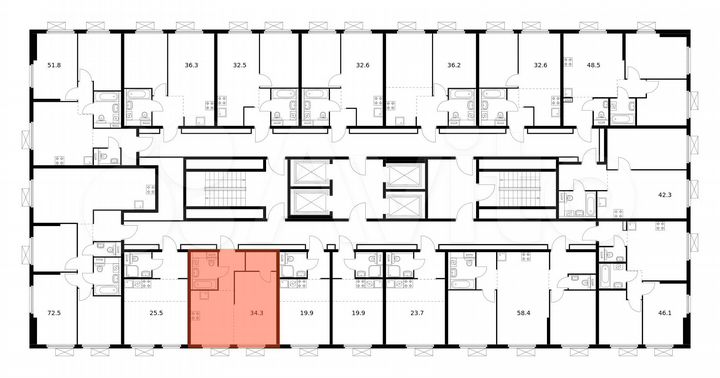 Квартира-студия, 34,3 м², 11/33 эт.