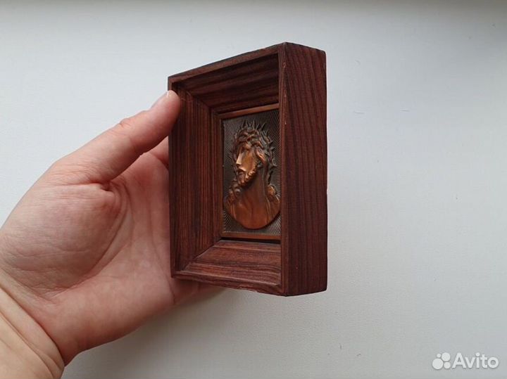 Икона Иисус Христос Франция рельеф медь