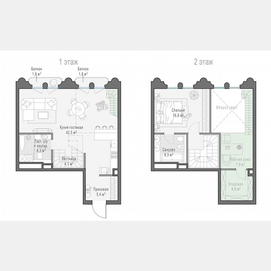 2-к. квартира, 139,8 м², 3/13 эт.