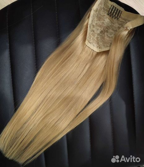 Хвост натуральные волосы шиньон русый